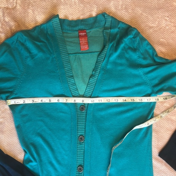 Olsen Ombré Teal Navy Long Duster Cardigan Oversized sz 4 - Picture 7 of 11